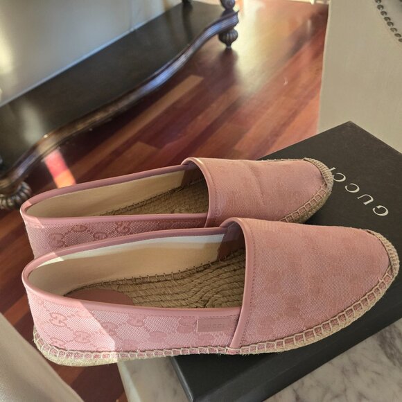 Gucci GG Canvas and Leather Pink Espadrilles Size 41 - Picture 11 of 14